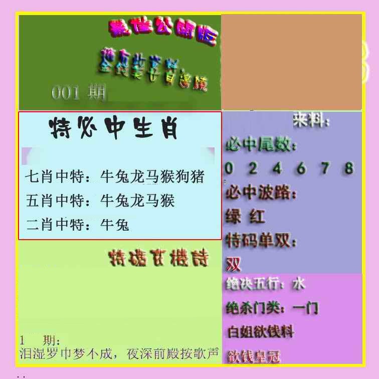 001期波肖门尾最佳公开版[图]