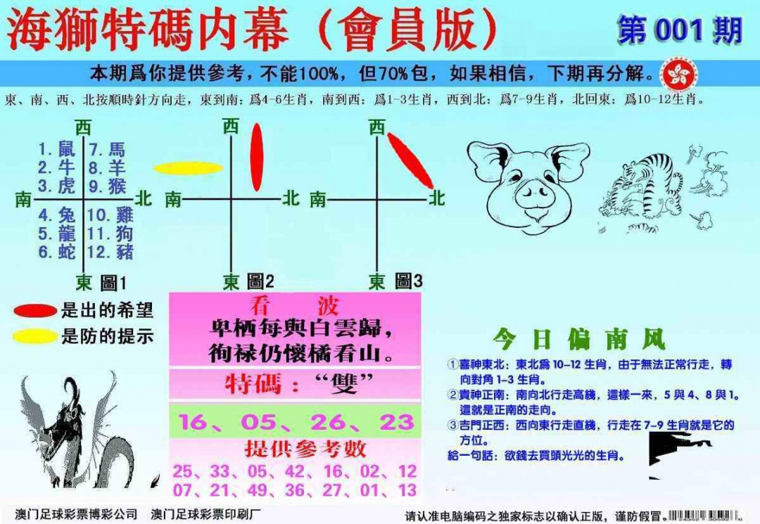 001期另版海狮特码内幕报[图]