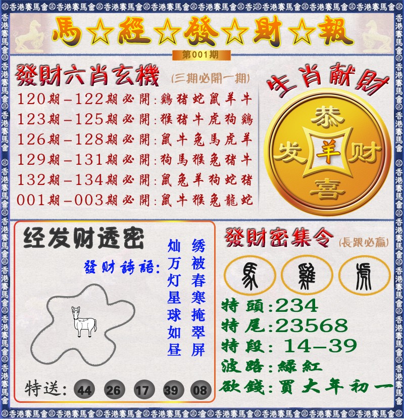 001期马经发财报（荐）[图]