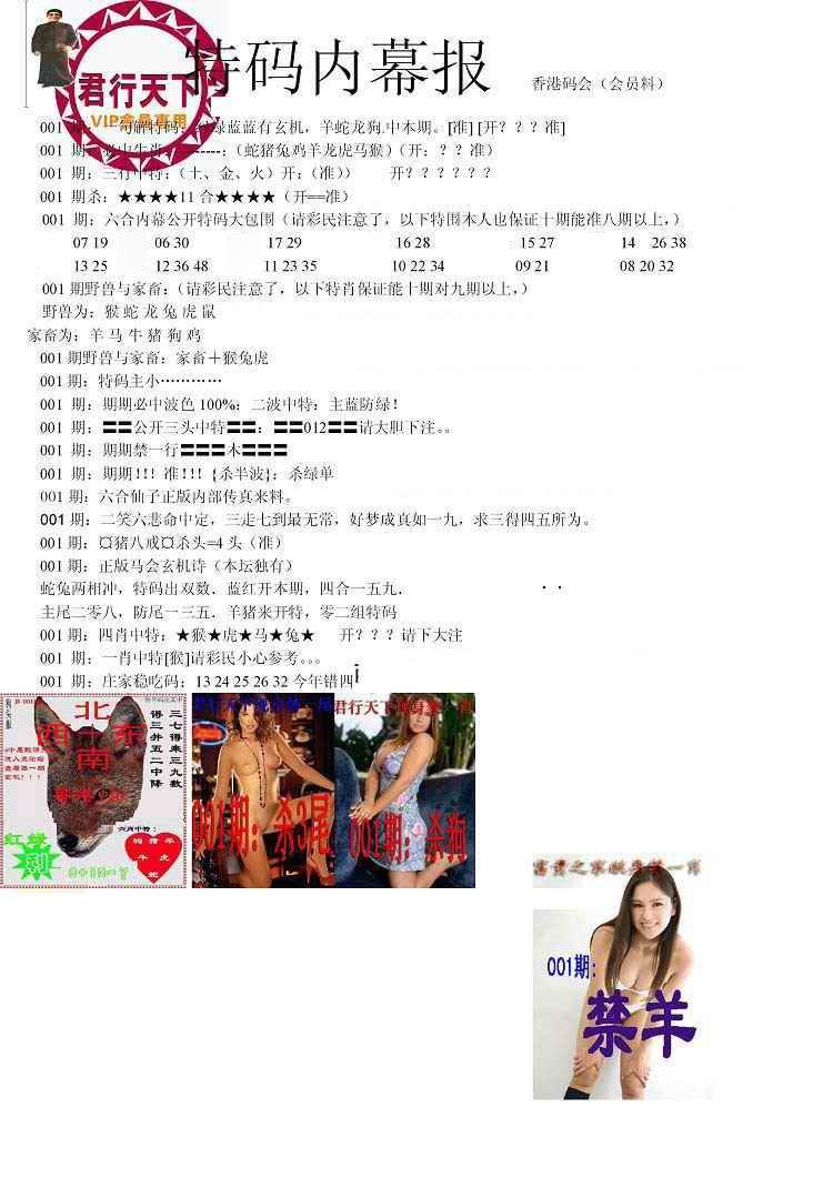 001期特码内幕报[图]